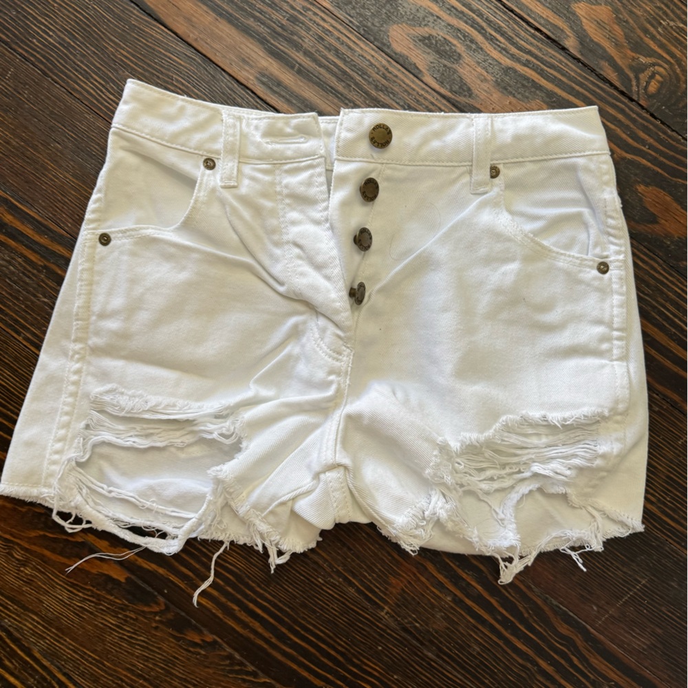 Rollas white Jean high waisted shorts size 24 Aussie size 6